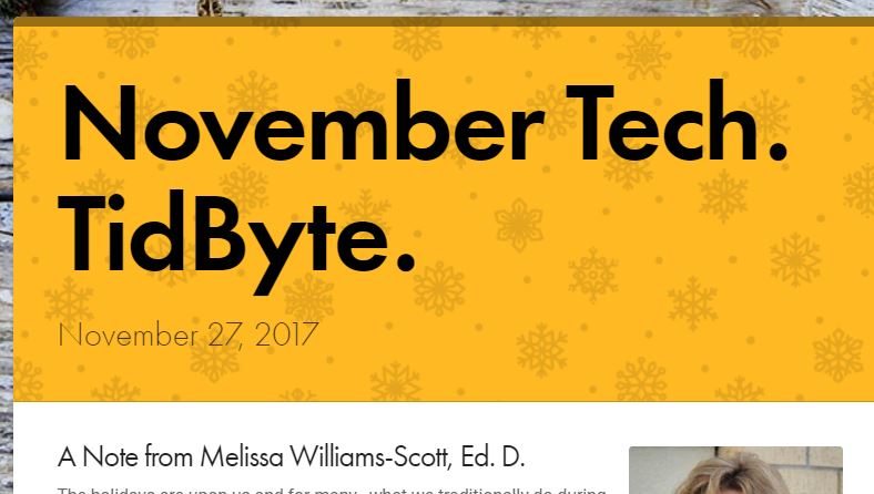November 27, 2017 Tech Tidbyte e-newsletter