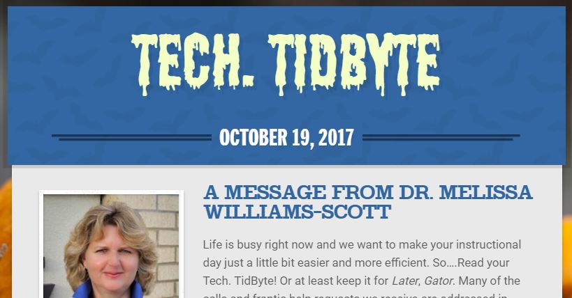 October 19, 2017 Tech Tidbyte e-newsletter